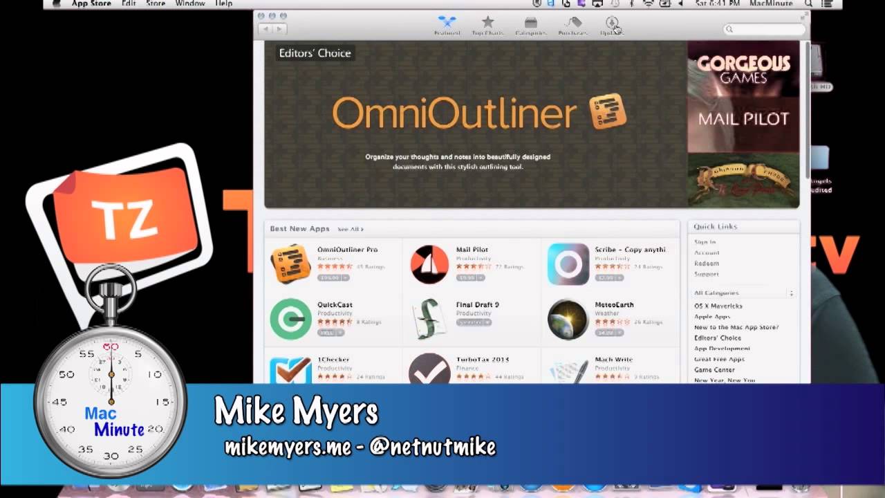 Thumbnail for Automatic App Updating in Mavericks - Mac Minute - Episode 49 - Tech-Zen.tv - Alixa.tv