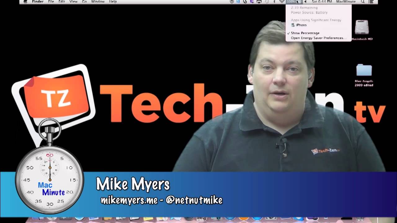 Thumbnail for Find Out What is Using Your Battery in Mavericks - Mac Minute - Episode 50 - Tech-Zen.tv - Alixa.tv